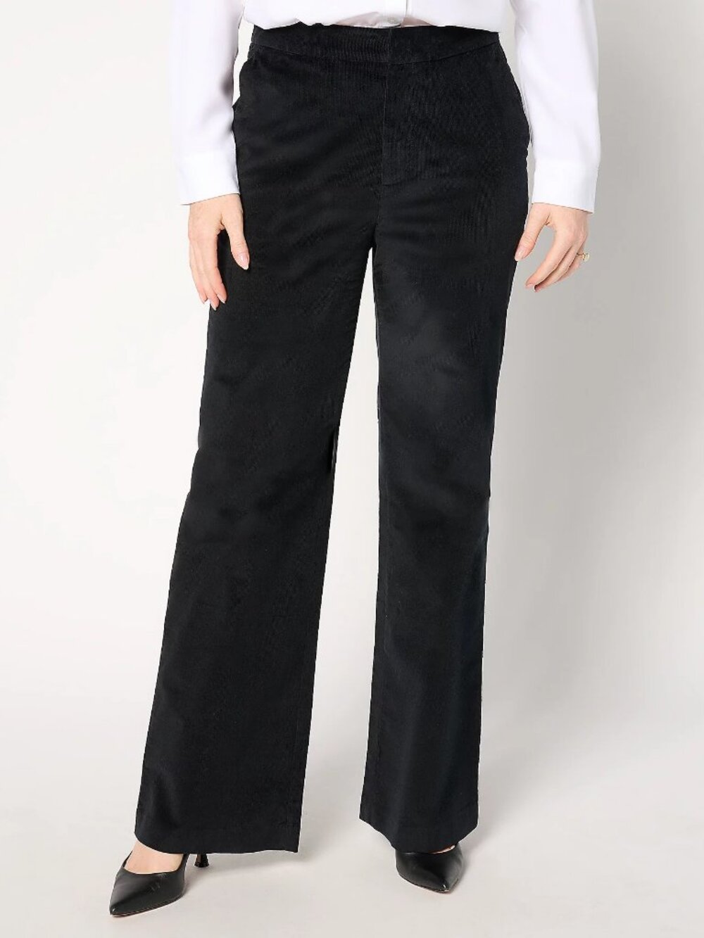 BEAUTIFUL by Lawrence Zarian Petite Wide Leg Corduroy Pant, Blk Sz 6P a667195